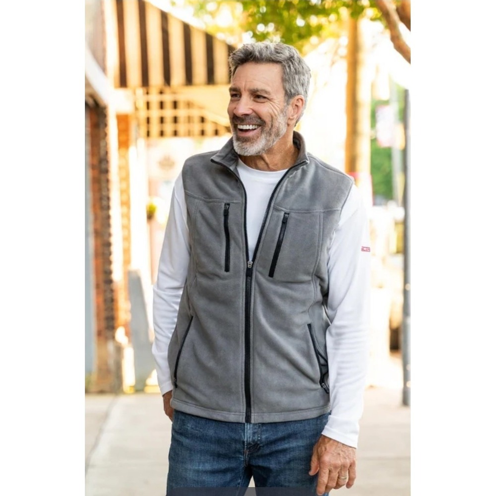 SCOTTeVEST Fleece Crest Vest XXL Gray Hidden Pockets RFID Travel Outdoor Utility